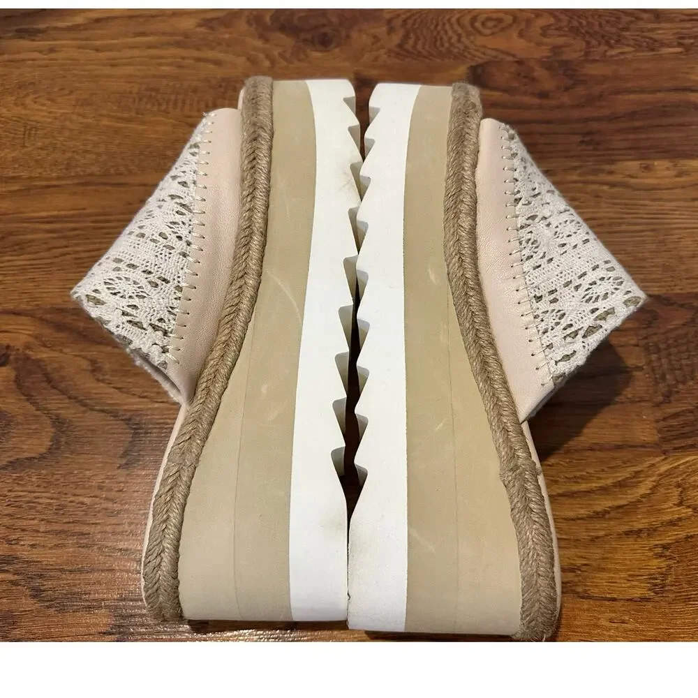 Free People Santorini Espadrille Platform Sandals Cream Size 7.5 Boho Chic